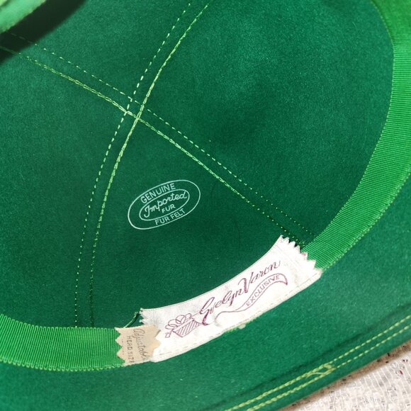 Vintage Exclusive Evelyn Varon Green Genuine Fur Felt Hat - Picture 4 of 4